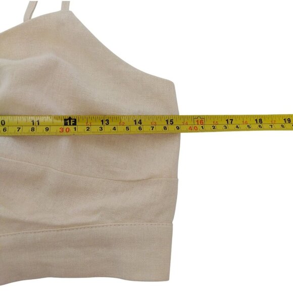 House Of Harlow Womens Beige Twist Front Linen Blend Crop Top, Size S. - Picture 6 of 7